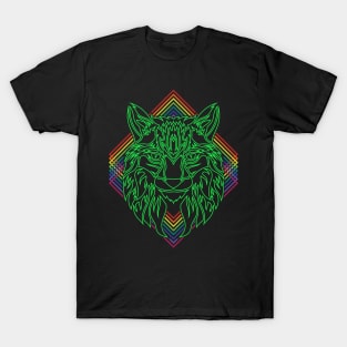 Rainbow Green Cat T-Shirt